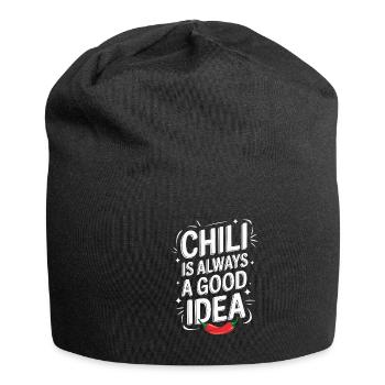Chili and beer, that's why I'm here - Jersey Beanie - black - Front