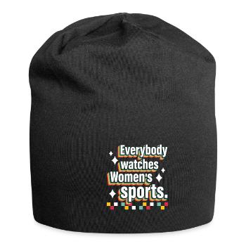 Jeder Schaut Frauensport An - Jersey-Beanie - Schwarz - Vorne