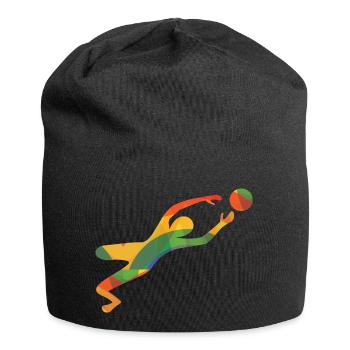 Farbiger Torwart - Jersey-Beanie - Schwarz - Vorne