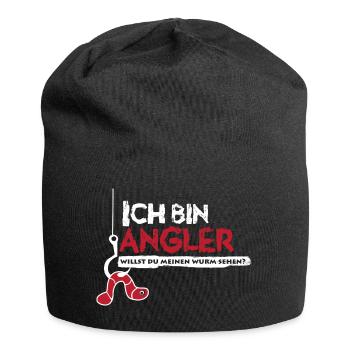 Mein Wurm Angeln Angler Angel Fischer Fische Aal - Jersey-Beanie - Schwarz - Vorne
