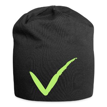 Pinselstrich Haken - Jersey-Beanie - Schwarz - Vorne