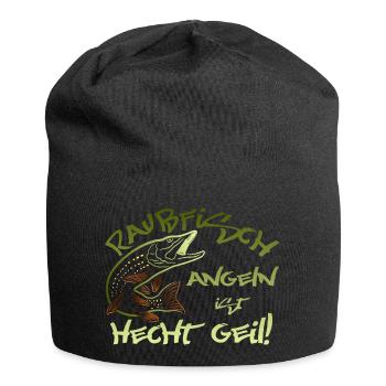 Hecht angeln Raubfisch Fischer Angler - Jersey-Beanie - Schwarz - Vorne