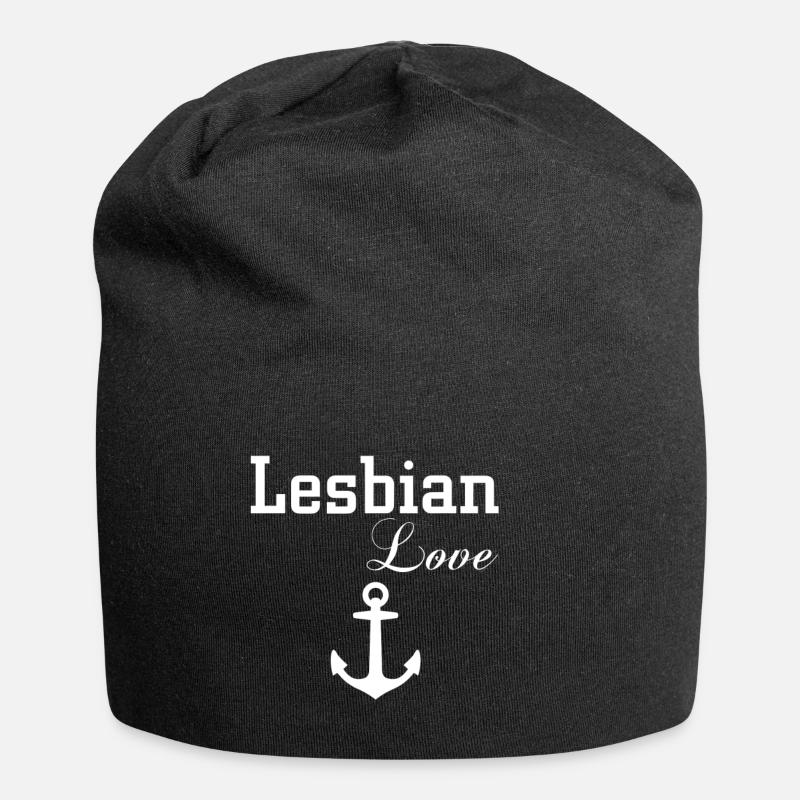 lesbian love anchor - Jersey Beanie - black