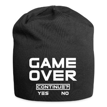 Game Over! Gamer, zocken, online, lustige Sprüche - Jersey-Beanie - Schwarz - Vorne