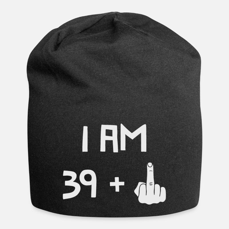 Ich bin 39 Plus Mittelfinger lustig 40. Geburtstag - Jersey-Beanie - Schwarz
