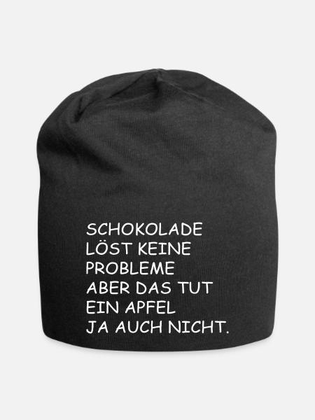 Schokolade | Lustiger Spruch - Jersey-Beanie - Schwarz