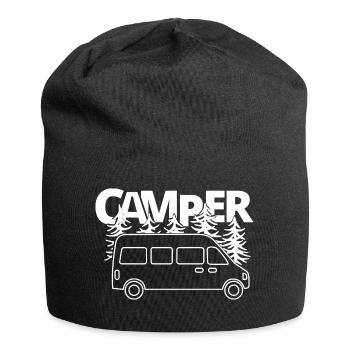 Caravane caravane caravane sort camper bus - Bonnet en jersey - noir - Devant