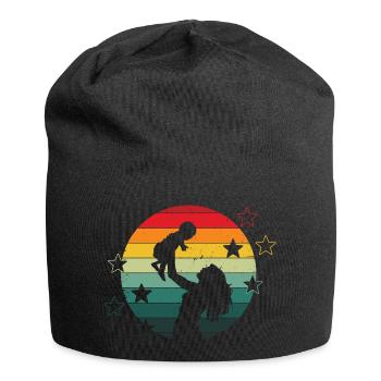 Mama mit Kind - Jersey-Beanie - Schwarz - Vorne
