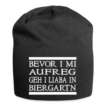BEVOR I MI AUFREG GEH I LIABA IN BIERGARTN - Jersey-Beanie - Schwarz - Vorne