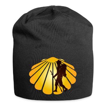 A pilgrim on a pilgrimage path with scallops - Jersey Beanie - black - Front