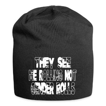 jokes geek quotes barber hair obama - Jersey Beanie - black - Front