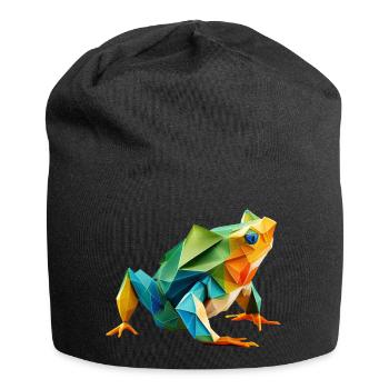 Origami Geometrie Frosch bunt modern arty - Jersey-Beanie - Schwarz - Vorne