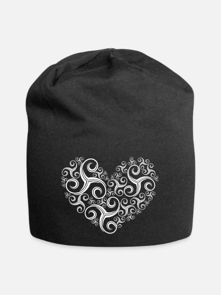 Triskelenwirbel-Herz "darkedition" - Jersey-Beanie - Schwarz