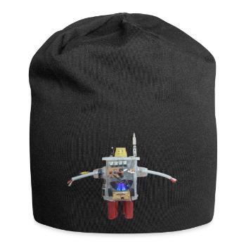 Small self-made robot from recycled materials - Jersey Beanie - black - Front