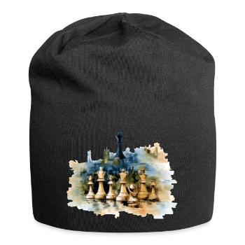 Huile sur toile échiquéenne - Bonnet en jersey - noir - Devant