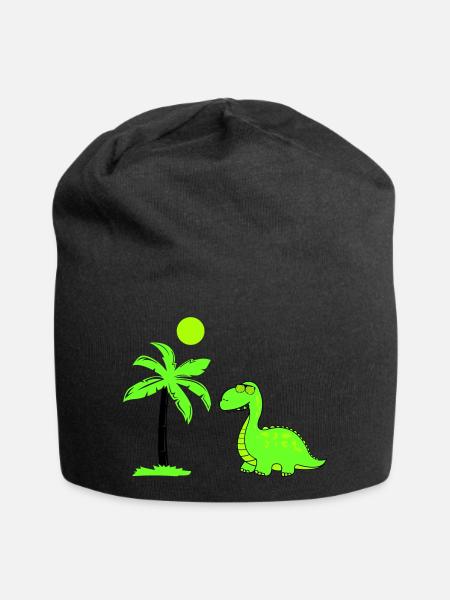 dinosaurier palme 02 - Jersey-Beanie - Schwarz