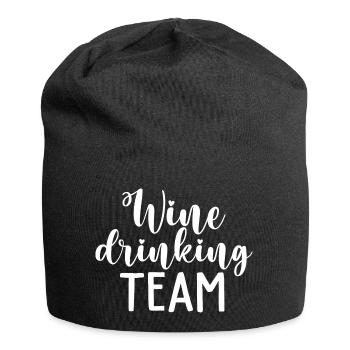 Weintrinkendes Team Lustiger Weinliebhaber - Jersey-Beanie - Schwarz - Vorne