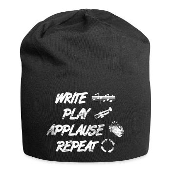 écrire, jouer, applaudir, répéter - Bonnet en jersey - noir - Devant