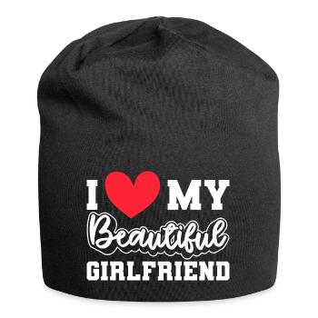 Paare Liebe Herz Freund Geschenkidee Beziehung - Jersey-Beanie - Schwarz - Vorne