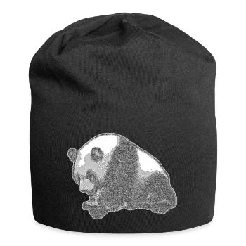 Panda groß - Jersey-Beanie - Schwarz - Vorne