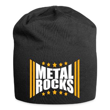 Heavy Metal Rocks Hard Rock Music Text Stars Logo - Jersey Beanie - black - Front