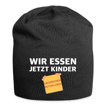 Satzzeichen retten leben | essen, Kinder - Jersey-Beanie - Schwarz - Vorne