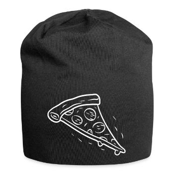 Pizzastück Strichzeichnung - Jersey-Beanie - Schwarz - Vorne