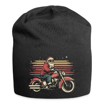 Santa Claus rides a motorcycle - Jersey Beanie - black - Front