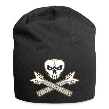 Guitar Pick Skull and Guitar Crossed Bones - Jersey Beanie - black - Front