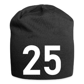 25. 25 JAHRE. 25. JUBILÄUM. 25 JAHRESJUBILÄUM. - Jersey-Beanie - Schwarz - Vorne
