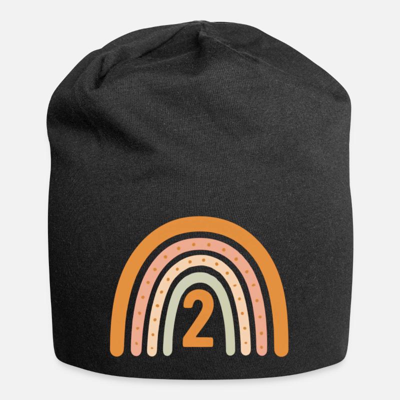 Second Birthday Rainbow - Jersey Beanie - black