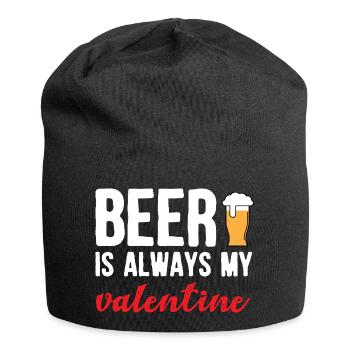 Beer Is My Valentine Funny Craft Brew Drinking Art - Jersey Beanie - black - Front