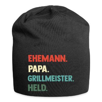 Papa Vater Held Grillmeister BBQ Geschenk - Jersey-Beanie - Schwarz - Vorne
