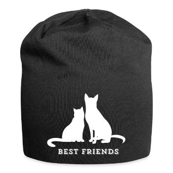 BEST FRIENDS – Katze & Hund Liebe - Jersey-Beanie - Schwarz - Vorne