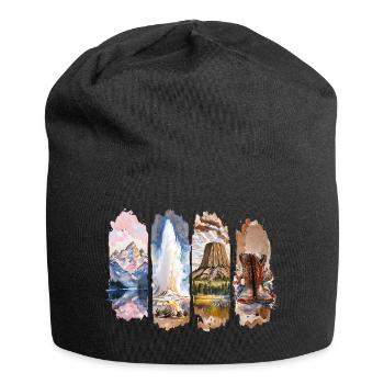 Wyoming Travel – Yellowstone & Wild West - Jersey Beanie - black - Front