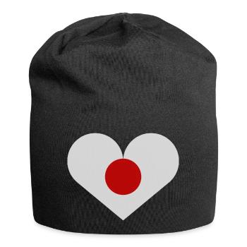 Drapeau japonais en forme de cœur - Bonnet en jersey - noir - Devant