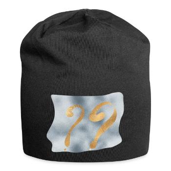 Golden question marks on blue - Jersey Beanie - black - Front
