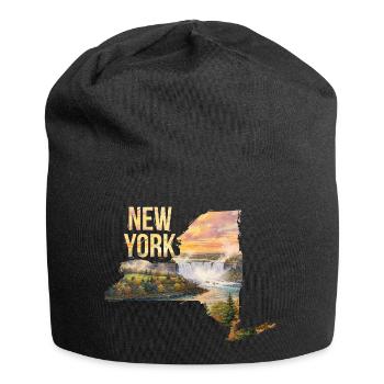 New York State Watercolor Map - Jersey Beanie - black - Front