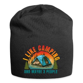 ICH CAMPE GERNE UND VIELLEICHT DREI LEUTE - Jersey-Beanie - Schwarz - Vorne