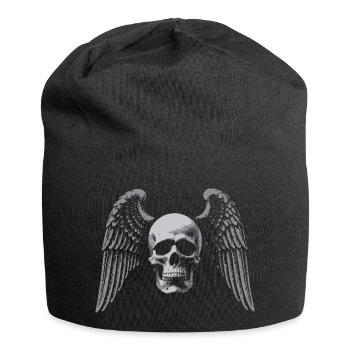 Winged Skull Gothic Emblem - Jersey Beanie - black - Front