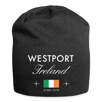 Westport Ireland Coordinates Travel Souvenir - Jersey Beanie - black - Front