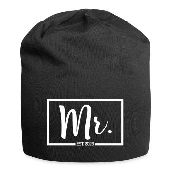 Mr. Est. 2023 Fiançailles pour la fête de mariage du marié - Bonnet en jersey - noir - Devant
