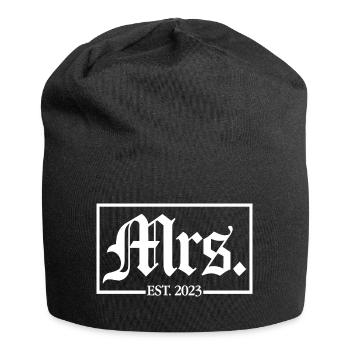Mme Est. 2023 Fiançailles Mariage Douche nuptiale - Bonnet en jersey - noir - Devant