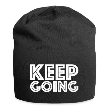 Weitermachen | Inspiration, Durchhaltevermögen - Jersey-Beanie - Schwarz - Vorne