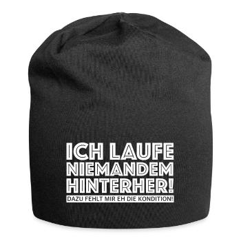 Ich laufe niemandem hinterher | Kondition - Jersey-Beanie - Schwarz - Vorne