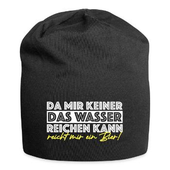 Reicht mir ein Bier | Wasser, lustige Sprüche - Jersey-Beanie - Schwarz - Vorne
