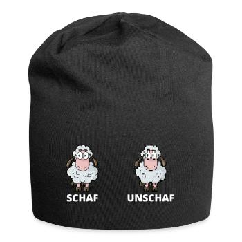 Schäfchen Schaf Unschaf Schafbock Schaffell - Jersey-Beanie - Schwarz - Vorne