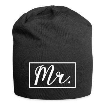 Mr. Matching Couple Engagement Wedding Honeymoon - Jersey Beanie - black - Front
