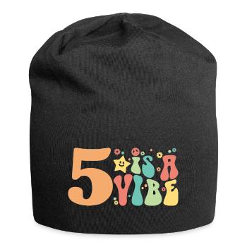 Five Is A Vibe, 5 Jahre alt, Kinder zum 5. Geburtstag - Jersey-Beanie - Schwarz - Vorne