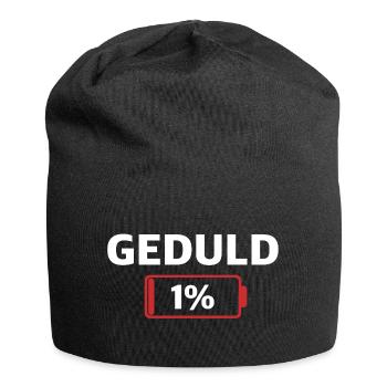 Geduld 1 Prozent | lustige Sprüche, Batterie - Jersey-Beanie - Schwarz - Vorne